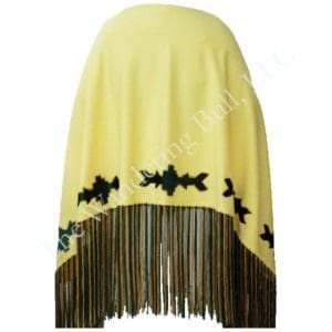Dance Shawl Yellow with Green & Gold Fringe