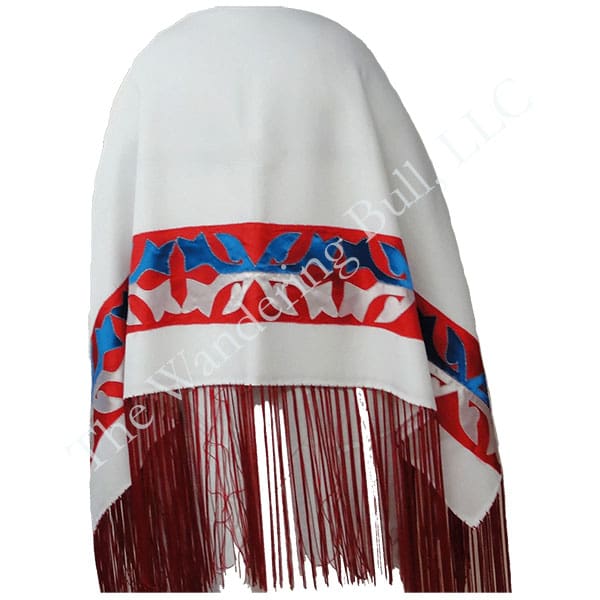 Dance Shawl White with Applique Ribbon