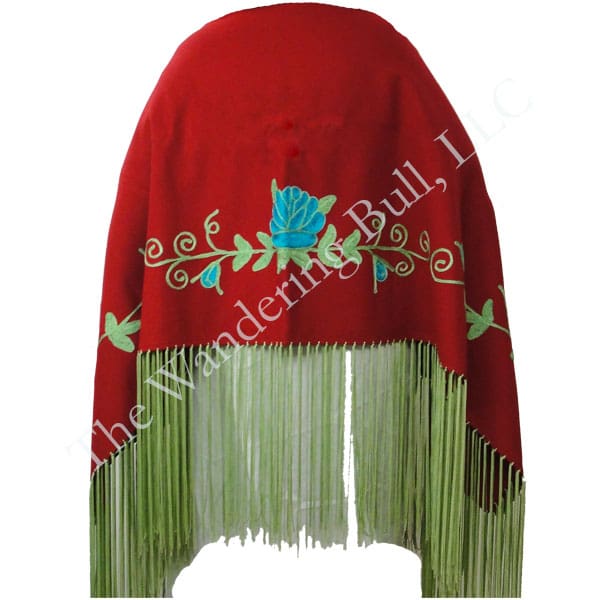 Dance Shawl Red Wool with Embroidery