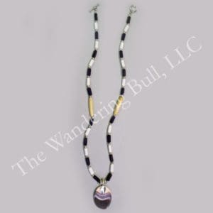 Necklace Bone and Clay Wampum Real Wampum Pendant