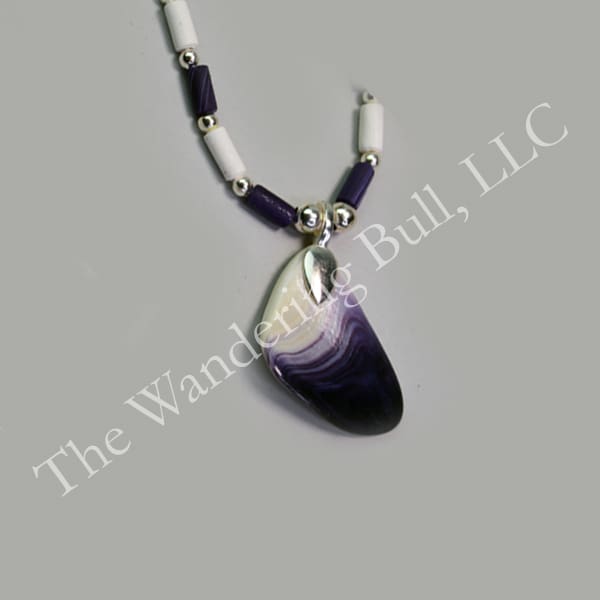 Necklace Clay Wampum Real Wampum Oval Pendant