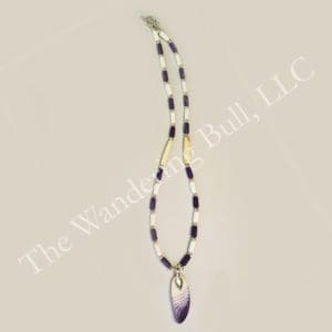 Necklace Clay Wampum and Real Wampum Long Pendant