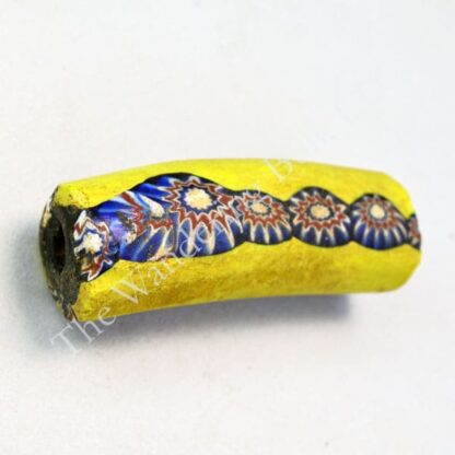 Trade Beads Venetian Millefiori Curved Yellow