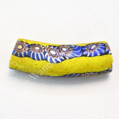 Trade Beads Venetian Millefiori Curved Yellow three