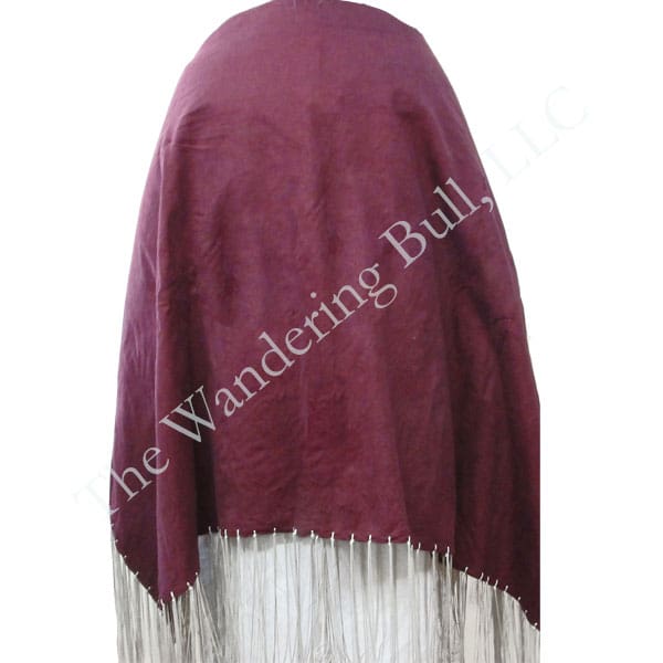 Dance Shawl Plum Red with Silver Fringe