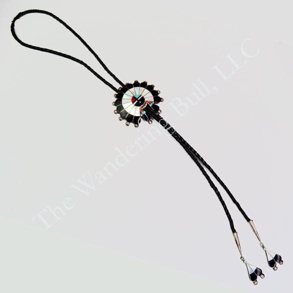 Bolo Tie Sunface with Inlay Dangles