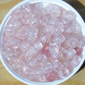 Bead Lot Clear Pink Striped Glass