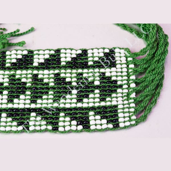 Garters Green with Black & White Pony Beads