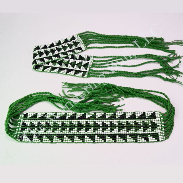 Garters Green with Black & White Pony Beads