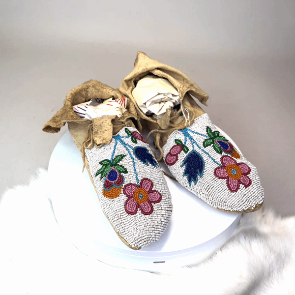 Moccasins Brain Tanned Beaded