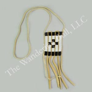 Necklace Glass Wampum Brain Tanned