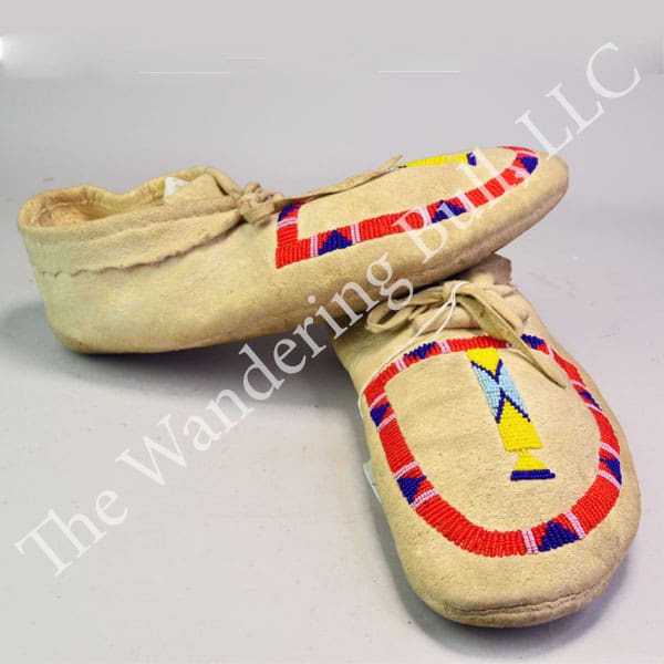 Moccasins Large Partially Beaded Soft Sole