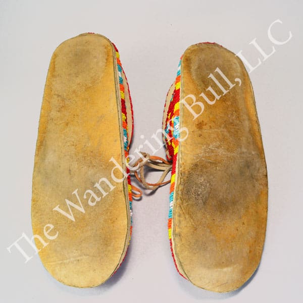 Moccasins Red with Water Bird Design sole