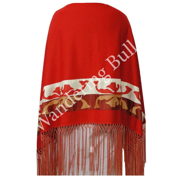 Dance Shawl Red with Applique Ribbonwork