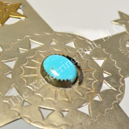 Pendant Stamped Cross with Stars turquoise