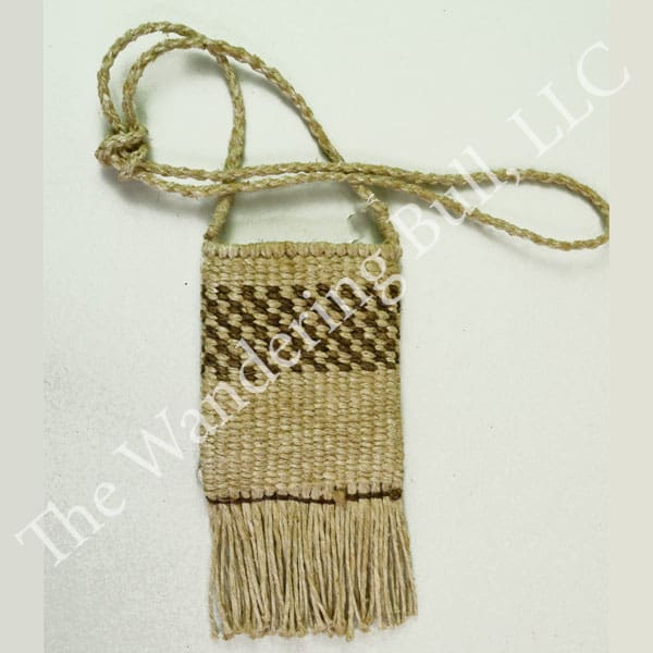 Twined Bag with Wampum Disc Beads back