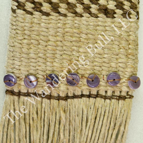 Twined Bag with Wampum Disc Beads detail