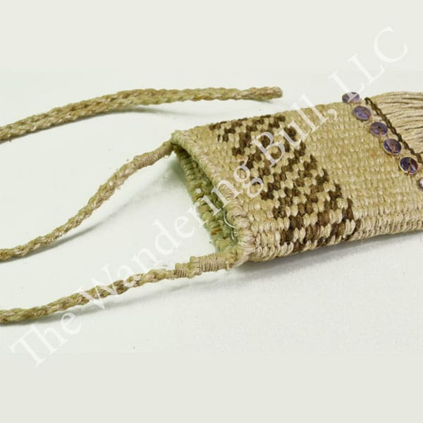 Twined Bag with Wampum Disc Beads top