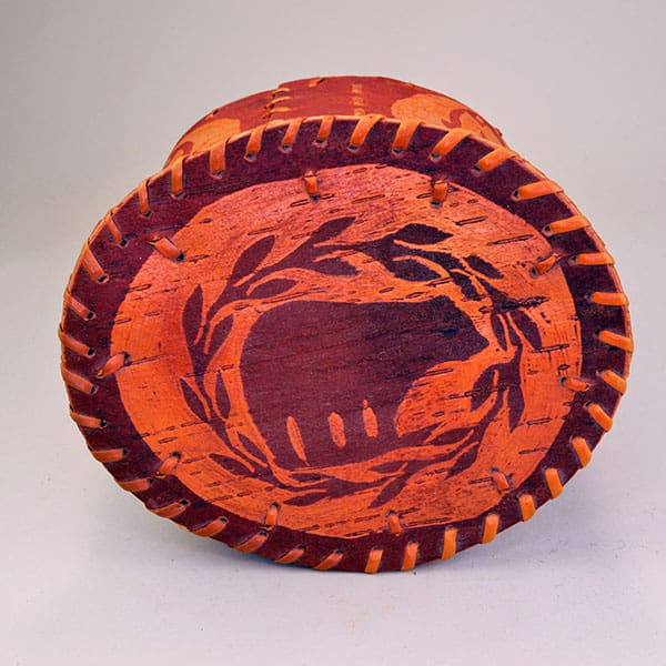 Birchbark Container with Bears & Feathers