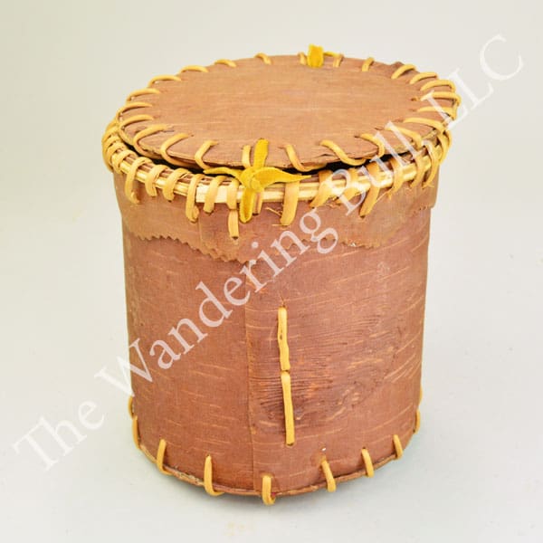 Birchbark Container with Moose Hair Tufting back