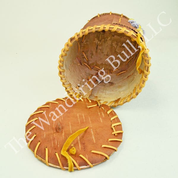 Birchbark Container with Moose Hair Tufting inside