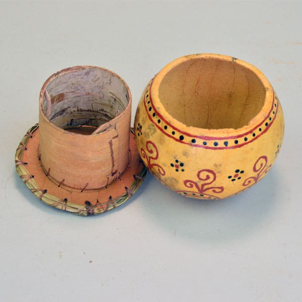 Gourd Painted with Birchbark Cover