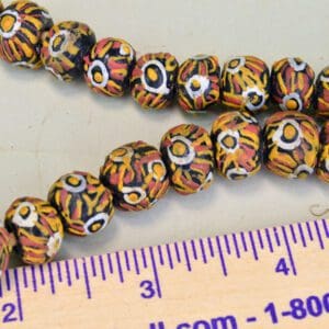 Trade Beads Black with Flower Design a