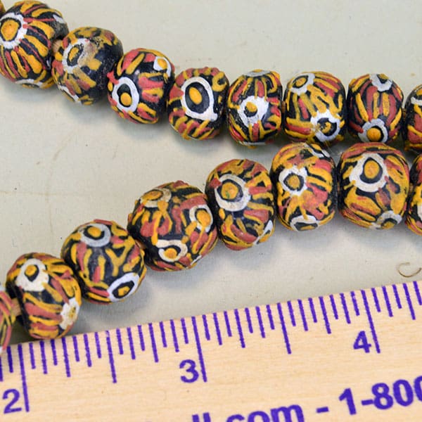 Trade Beads Black with Flower Design