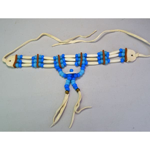 Choker 3 Row Blue Crow Beads