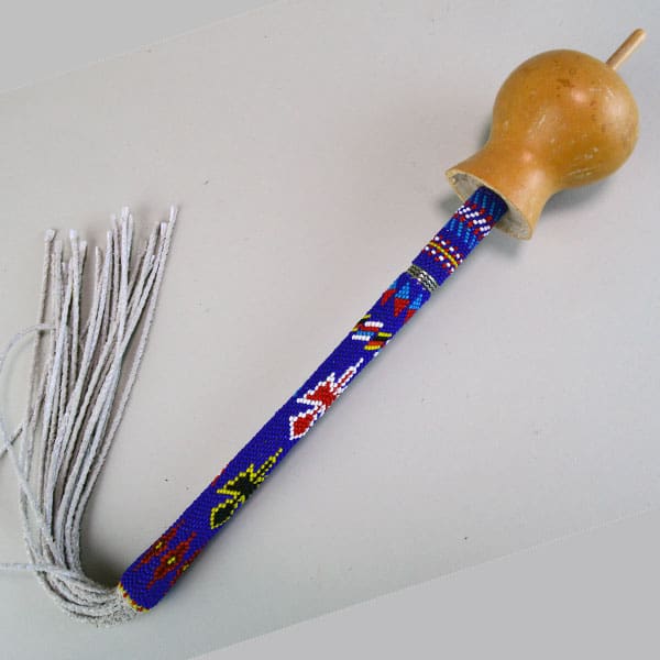 Rattle Gourd with Dark Blue Beaded Handle