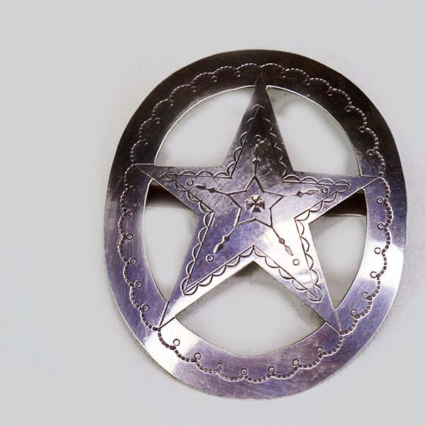 Round German Silver Scarf Slide with a Star 3