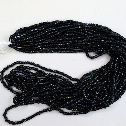 Antique 9/0 Tri-Cut Black Seed Beads hank