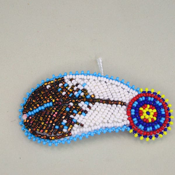 Barrette Beaded Feather 3″