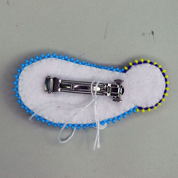 Barrette Beaded Feather 3" back