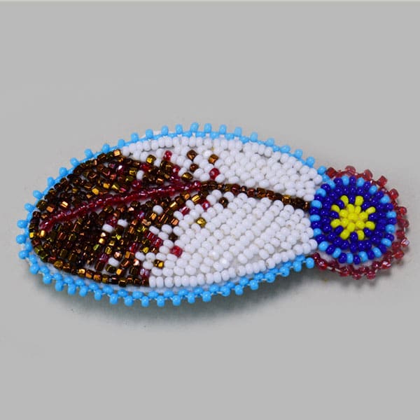 Barrette Beaded Curved Feather 3"