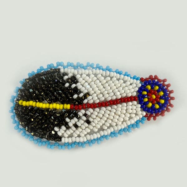 Barrette Beaded Curved Feather 2.75″