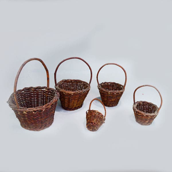 Set of five nesting twig baskets. 2