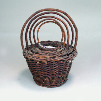 Set of five nesting twig baskets.