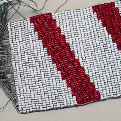 Wampum Belt Seed Bead Red beadwork detail