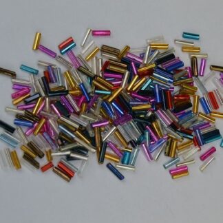 These Bugle Beads Assorted come in a 40unce package. They are mixed sizes and colors. Grab this for your next project. One of a Kind.