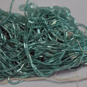 These Bugle Beads Seafoam Green come in a 15 ounce package. They are 4mm long and 2mm wide.