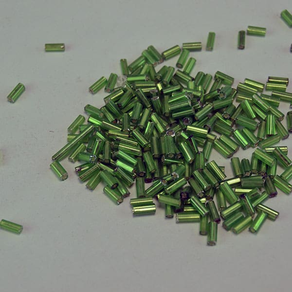 Bugle Beads Silver Lined Green