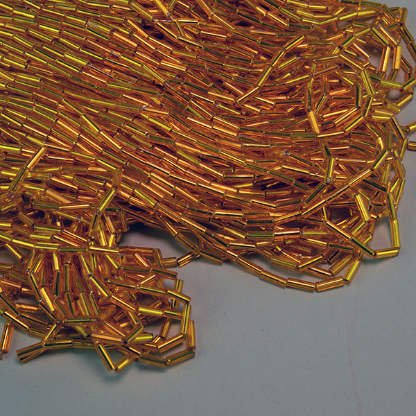 Gold Silver Lined Bugle Beads