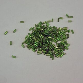 Green silver lined Bugle Beads, 2mm x4mm