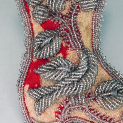 Pincushion Whimsy Beaded Boot, from the 1900's , minimal deterioration on the front fabric, but all beads are in tact