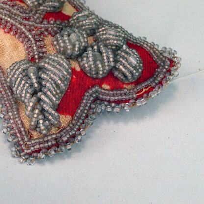 Pincushion Whimsy Beaded Boot, from the 1900's , minimal deterioration on the front fabric, but all beads are in tact