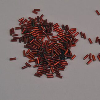 These Red Bugle Beads are lined and come in a 25 oz bag. They are 4 x 1.6mm. The very narrow diameter allows more detail to be put into your designs.