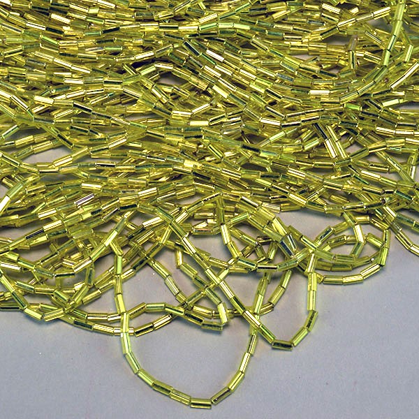 Yellow Lined Bugle Beads