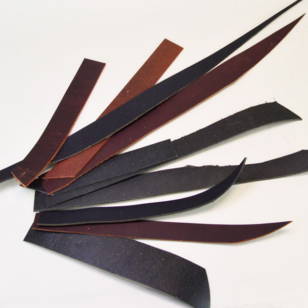 Scrap Leather Bag - Cowhide Strap 10 short pieces of black & saddle