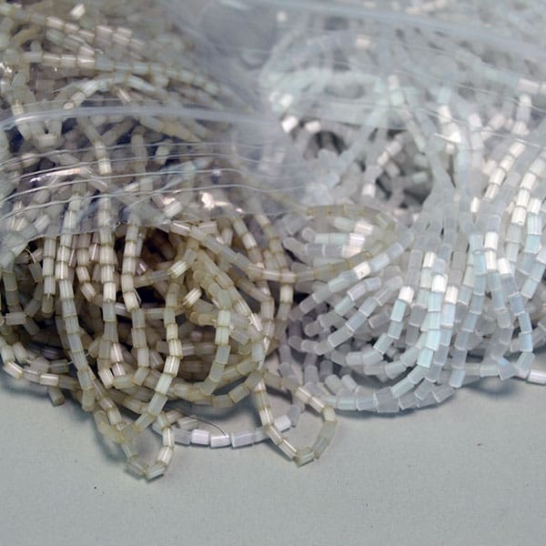 White and off White Tube Beads